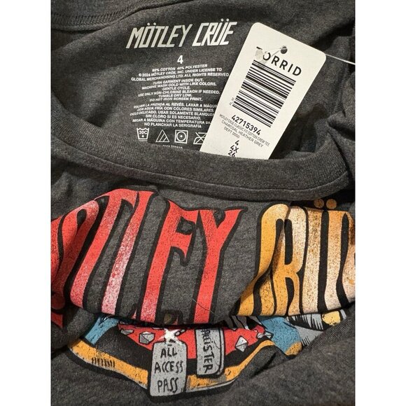 Motley Crue +4 Dark Gray Heather Band Graphic Crew Neckline Short Sleeve Tee - Picture 6 of 6